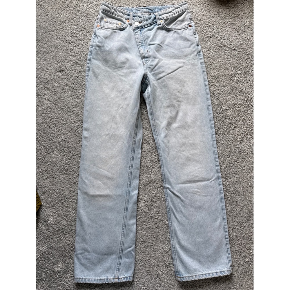 Weekday Skew‎ Extra High Straight Jeans Light Blue Crossover Waist W27 L30